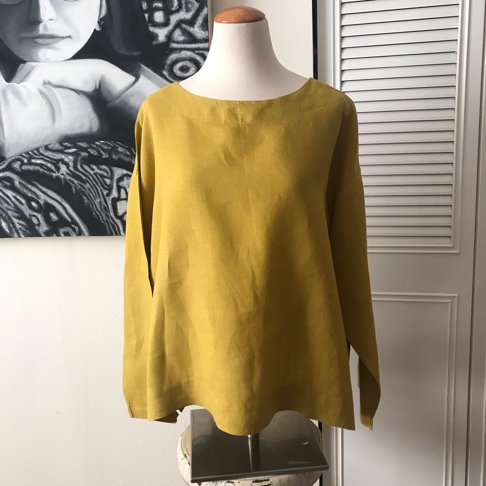 B r y n Walker linen blouse, mustard yellow
